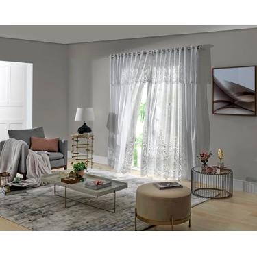 Imagem de Cortina de Renda com Bandô Irlanda 3,00 x 1,80 m + Bandô 40 cm, Renda Clássica, Passante, Fácil de Lavar, Durável e Sofisticada – BRANCA