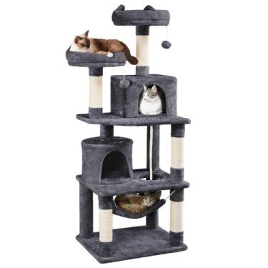 Imagem de Torre para Gatos Yaheetech de 158cm com Plataforma e Rede