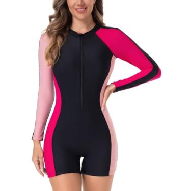 Imagem de FEOYA Maiô feminino de manga comprida Rash Guard FPS 50+ 2025, rosa, GG