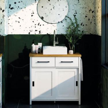 Imagem de Gabinete Armário Banheiro 78,3x85x44,6 Cm Branco