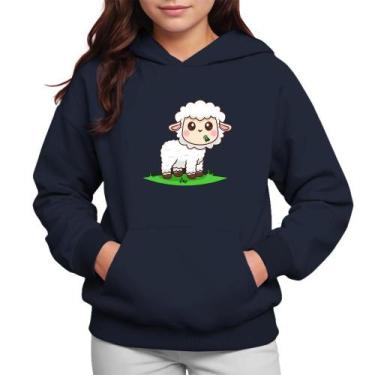 Imagem de Moletom Infantil Canguru Menina Algodão Estampa Ovelha - Samcro Vestuá