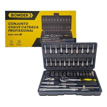 Imagem de Conjunto de Chave Catraca Profissional 46 peças, ferramentas robustas e versáteis com caixa para transporte Ideal para trabalhos precisos e eficientes
