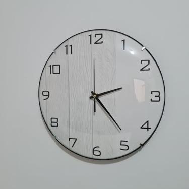 Imagem de Relógio de Parede Quartz Silencioso 30 cm, Mecanismo Silencioso, Funciona com 1 Pilha AA, Design Moderno, Moldura Preta (Madeira Cinza)