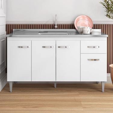 Imagem de Balcão de Pia Gabriela 150cm Branco AJL Móveis