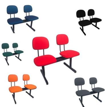 Imagem de Cadeira longarina secretaria reta 2 lugares preta - PopMov