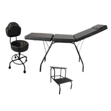 Imagem de kit maca portátil + escada + cadeira mocho para estetica - HENVIFER