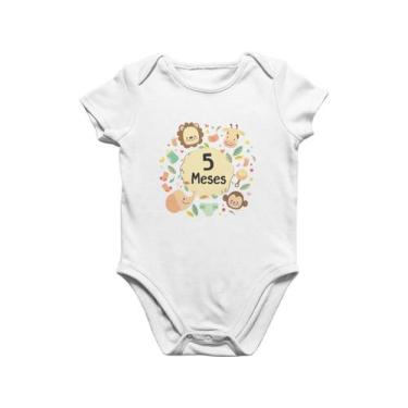 Imagem de Body Bebê Mesversario 5 meses safari bichinhos Branca - Del France, PP