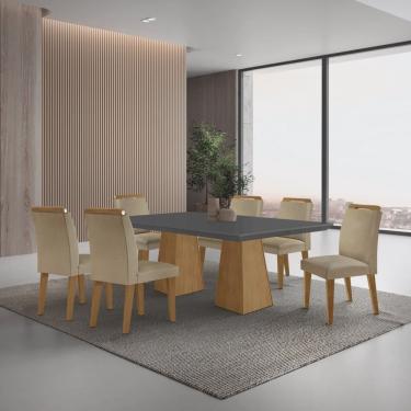 Imagem de Mesa Inovare 180 Tampo Mdf Canto Reto com 6 Cadeiras Bugatti