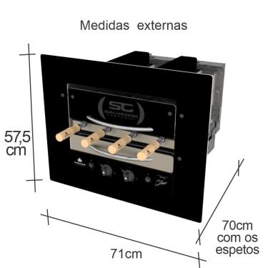 Imagem de Forno Assador Churrasqueira Rotativo de Embutir a Gás 4 Espetos e Grade Prr-040 Star - Progás Bivolt