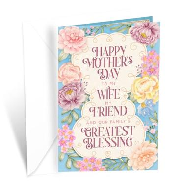 Imagem de Prime Greetings Cartão de dia das mães da esposa, feito nos EUA, cartolina grossa com envelope premium embalado em um envelope de apresentação reutilizável, ecológico, 12,7 cm x 19,7 cm