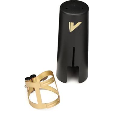 Imagem de Vandoren Ligadura M/O LC59AP e tampa de plástico para saxofone barítono; acabamento dourado envelhecido