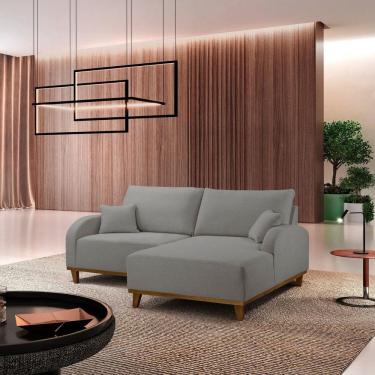 Imagem de Sofá Mercúrio 2 Lugares com Chaise Lado Direito 185cm em Linho Cinza