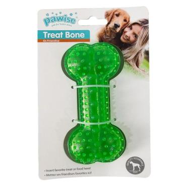 Imagem de Osso Porta Petisco Pawise P Verde  Brinquedo Interativo de Borracha pa
