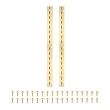 Imagem de PATIKIL Dobradiça de piano de 45 x 3 cm, dobradiça contínua de aço inoxidável 2Pld 304 com furos para porta de portão de piano, caixa de armazenamento de madeira, barco, armário, dourado