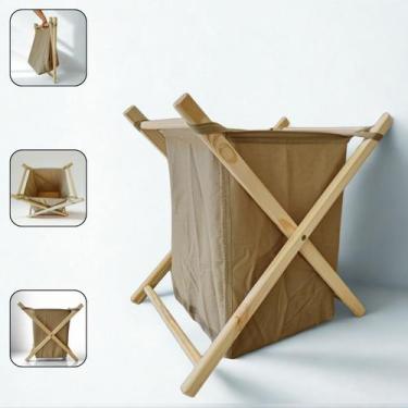 Imagem de Cesto Roupa Suja Multiuso 45 Litros Caqui Organizador Brinquedo Quarto