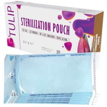 Imagem de TULIP Bolsa De Esterilização Autovedante 13,7 Cm X 25,4 (Pacote Com 200) - Sacos Esterilizadores Para Autoclave Ferramentas Limpas Pacotes Higienizador Dentário E Unhas Da