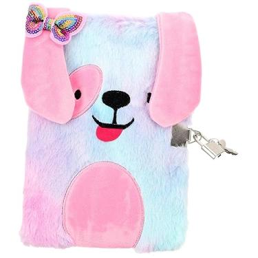 Imagem de PEYNIR Diário de presente para estudantes, cadernos de presente para meninas, diário pessoal, diário de pelúcia, diário de pelúcia com cadeado, caderno de pelúcia