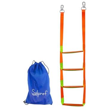 Imagem de Escada de corda para barco, escada de barco de 4 degraus, resistência de 299 kg com degraus reforçados com fibra de carbono, escada de corda de embarque dobrável para barco inflável, barco pontão