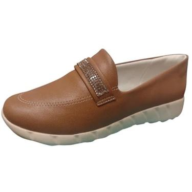 Imagem de Mocassim Feminino Piccadilly Caramelo com Strass, Solado Conforto (Mascavo, BR, Adulto, Numérico, 37)