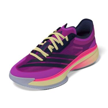 Imagem de adidas Tênis de basquete unissex adulto Adizero Select 3.0, Roxo explosão/azul escuro/rosa lúcido, 13 Women/12 Men