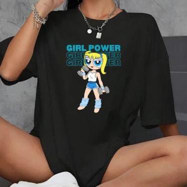 Imagem de Camiseta Treino Feminina  Meninas Superpoderosas, Look Divertido e Fit