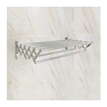 Imagem de Toalheiro para toalha de banho suporte de parede extensível cabide de roupas rack de secagem de aço inoxidável dobrável economia de espaço enorme capacidade 7 varões/60 cm (80 cm)