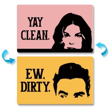 Imagem de Placa engraçada com ímã de lava-louças David Clean Dirty, novidade para amigos programas de TV, ímã limpo e sujo de dupla face para lava-louças