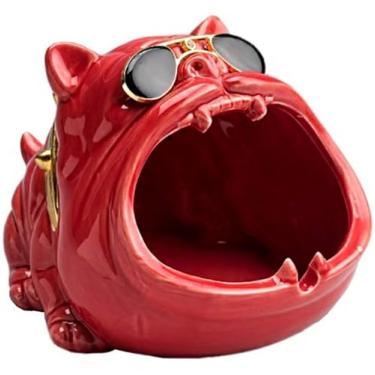 Imagem de Cinzeiros de mesa de cerâmica cinzeiro de mesa criatividade de moda personalidade para homens mulheres a fumar para uso doméstico escritório ornamentos (tamanho: vermelho)
