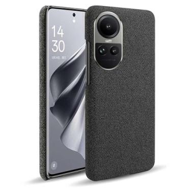 Imagem de Capa para OPPO Reno 10 PRO 5G,Capa desenhada em lona,Case Protetora Ultrafina com Empunhadura Macia,Design em Tecido Antichoque e Antiarranhões-Black