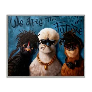 Imagem de Stupell Industries Arte giclée emoldurada cinza We Are The Future Birds, design de Lucia Heffernan, 14 x 11