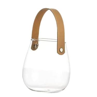 Imagem de Bothyi Jarra de armazenamento de vidro Organizador versátil Decoração da alça de cinto Vaso de vaso de flores para decoração de casa Plantas internas de mesa, Grande