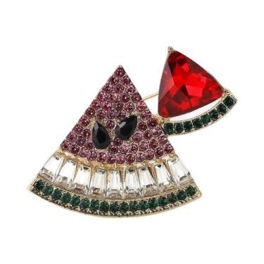 Imagem de Broche de Romã e Melancia com Strass - Presente para Festa, Rosa4461