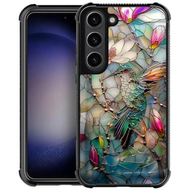 Imagem de Punmada Compatível com Samsung Galaxy S23 Mobile Case Creative Acrylic Back Panel Silicone Protection Grip Especialmente Projetado para Samsung Galaxy S23 3D Manchado Flor Olhando Beija-Flor