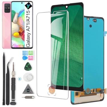 Imagem de Tela OLED para Samsung Galaxy A71 de substituição para Samsung A71 A715 A715F SM-A715F/DS SM-A715F/DSN A715FD Display LCD com montagem digitalizador de tela sensível ao toque com sensor de impressão