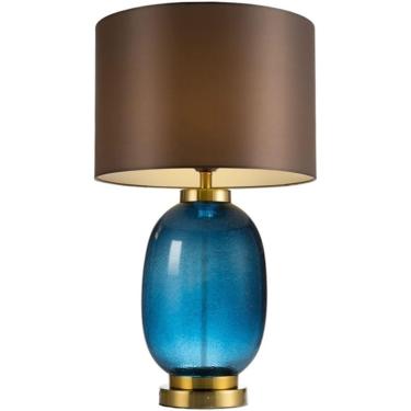 Imagem de Lâmpada De Mesa De Cabeceira Moderna De Luxo Em Vidro Colorido Lâmpada De Mesa De Quarto Lâmpada Decorativa Lateral Da Sala De Estar Lâmpada De Escritório Lâmpada De Mesa Vintage (cor: Cinz