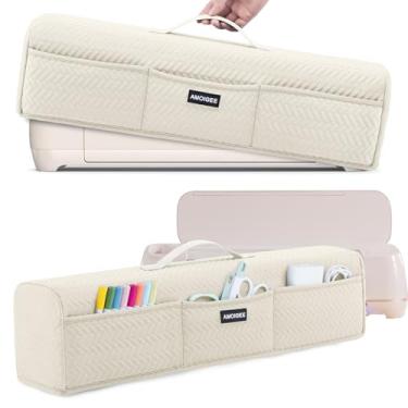 Imagem de AMOIGEE Capa contra poeira elástica e lavável para Cricut Maker 4, Cricut Explore 4, Cricut Explore Air 2, Cricut Maker 3 – Capa de máquina cortada com bolsos para acessórios, suprimentos e