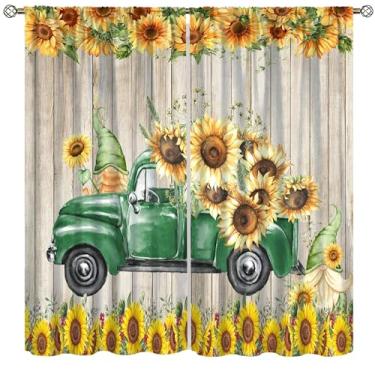 Imagem de Cortina blackout de girassol, decoração de casa de fazenda, flores rústicas, caminhão, gnomo, janela, decoração para quarto, café, sala de jantar, escritório, sala de estar, cozinha, cortinas, 107 x