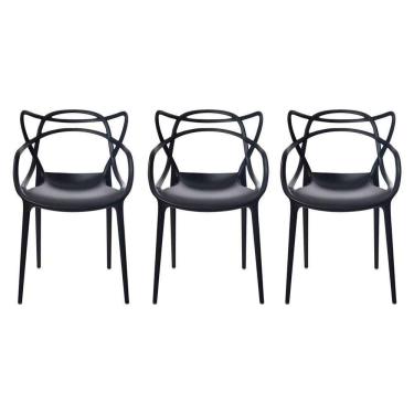 Imagem de Kit Com 3 Cadeira Allegra Masters PolipropilenoPreta