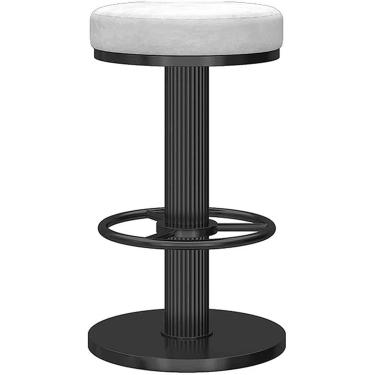 Imagem de Banqueta De Bar Sem Encosto Cadeira De Jantar Rotativa 360°, Ajustável 25.6-31.5 In Banqueta De Bar De Recepção, Assento De Veludo & Base Redonda De Apoio Para Os Pés De Metal, Black