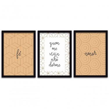 Imagem de Conjunto Quadros Decorativos 3 peças MDF 20x30 Fé e Amor