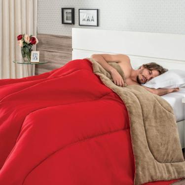 Imagem de Coberdrom Dupla Face Liso Vermelho para Casal Queen 01 Peça - Bordados Ricardo