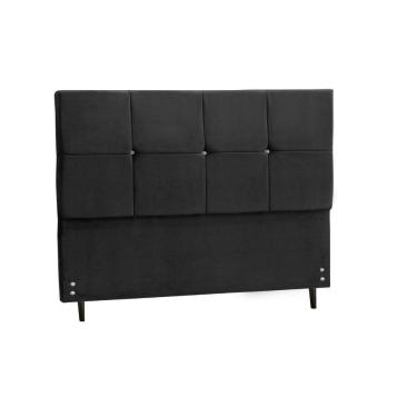 Imagem de Cabeceira New Paris  Estofada Com Botão de Strass para Cama Box Casal King Size 195Cm Preto