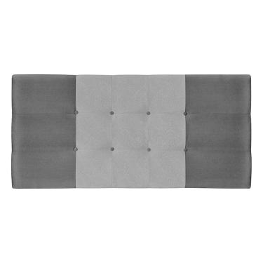 Imagem de Painel Estofado Nina 144 cm Para Cama Box Quarto Casal Suede Preto/Cinza