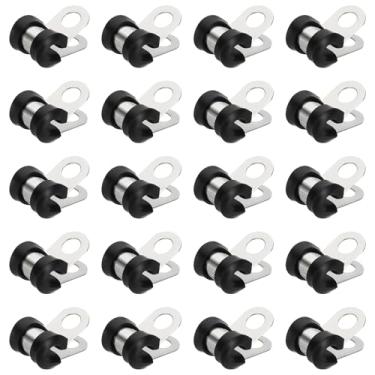 Imagem de PATIKIL Braçadeiras de cabo de 3/40.6 cm, 100 peças de aço inoxidável 304 braçadeira de conduíte de cabo tira rígida clipes de borracha de metal para tubos suporte de mangueira de fio suporte de tubo