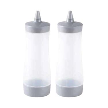 Imagem de Ioensy 2 peças de frascos de condimento de grau alimentício vazios transparentes frascos de esguicho para óleo ketchup restaurante churrasco molho de salada, Cinza