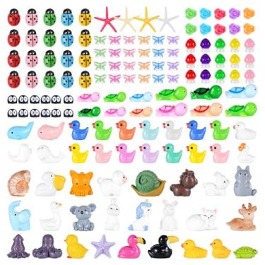 Imagem de 180 miniaturas, animais de resina, miniaturas, pequenos animais de resina, miniatura, animais, mini patos, figuras de animais minúsculos para microfadas, jardim, paisagem, acessórios, casa de bonecas