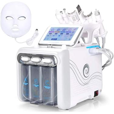 Imagem de 7 em 1 Máquina de hidra-facial de oxigênio a água com máscara de led de máscara led de limpeza profunda descascamento hidabrasão hidabrot hidration hidabront peel small bubble dispositivo