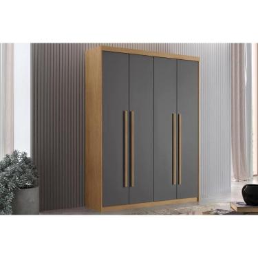 Imagem de Guarda Roupa Solteiro 4 Portas e 2 Gavetas Hawaii Naturalle/Grafite - Rufato