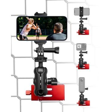 Imagem de Suporte de cerca de alumínio compatível com GoPro iPhone Osmo Pocket 3 Mevo Start Insta360, kit de montagem resistente atualizado, compatível com elos de corrente e cercas de rede para softball, tênis