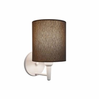 Imagem de Arandela Cilíndrica Md-2009 Base Branca Cupula em Tecido 14x15cm Caqui - Bivolt